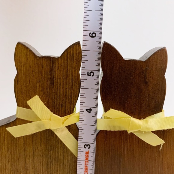 Vintage Wood Cat Silhouette with Bows Set - Picture 6 of 6